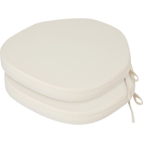 Lot de 2 coussins d'assise pour l'intérieur - En mousse haute densité - Pour chaise de cuisine, salle à manger et extérieur - Avec cordons et housse lavable - 50 x 50 x 5 cm - Beige (1/5)