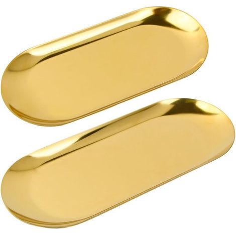 Goldene ovale Servierplatte – elegant und multifunktional – 1 Stück – Edelstahl (1/5)