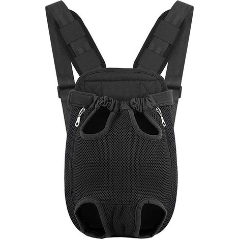 Portable Backpack Breathable Adjustable Wide Strap Pet Backpack (Black,XL) (1/5)
