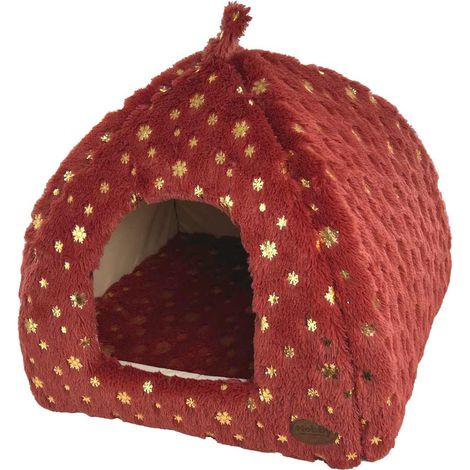 Nobby Xmas Höhle Snowflake 40 x 40 cm bordeaux Bett