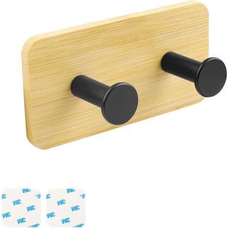 35 mm Wandgarderobe aus Holz, Doppelhaken, mattierter Holzhaken, bohrfreier Holzhaken, Kombination aus industriellen und natürlichen Elementen (1/5)