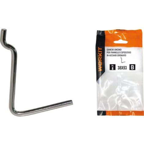 GANCIO UNCINO ACCIAIO SELF WORKIT - X PANNELLO ESPOSITIVO CROM Nè° 6 MM 38X53 CF=PZ 10 - 5 Confezioni