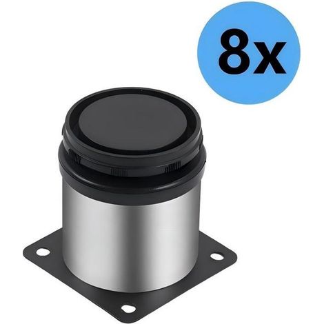 Runde, verstellbare Metallmöbelfüße – 8 Stück – Höhenverstellbar 0–10 mm – Geeignet für Schrank-, Bett- und Tischbeine – Schwarz – 50 x 60 mm (1/5)