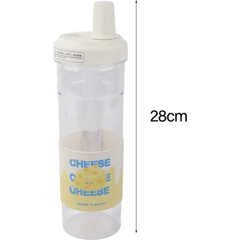 Trinkflasche mit Strohhalm, niedlicher Reisebecher mit abnehmbarem Deckel, wiederverwendbarer Trinkbecher aus Kunststoff, sicherer und gesunder Becher, hitzebeständiger Käsedeckel, 850 ml (1/5)