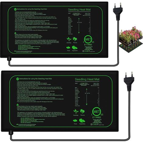 Lot de 2 Tapis chauffant, 21 W, PVC imperméable, Tapis chauffant, 25x52,5 cm, pour germination et serre (1/5)