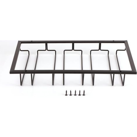 Support pour Verres à Pied, Fil De Fer Noir à 4 Fentes, Conception Assemblée, Résistant à la Corrosion, Nettoyage Facile, Support De Rangement pour Lunettes, pour Armoire, Cuisine, Bar (1/5)