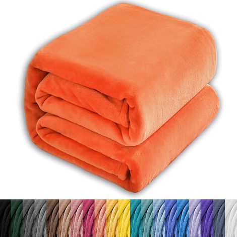 Couverture fausse fourrure cachemire orange, super douce, 120×250 cm, idéale hiver ou cadeau