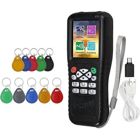Lecteur/graveur de cartes à puce RFID NFC X100 + porte-clés 5 x UID/T5577 - Noir (1/5)