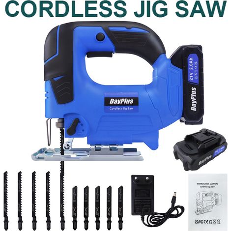 Cordless Electric Jigsaw with Battery and Charger, 4-Position Orbital Action, Cutting Capacity 135mm Wood, 10mm Metal, MAX 45~ Cutting Angle, Quick Tool Free Blade Change (1/5)