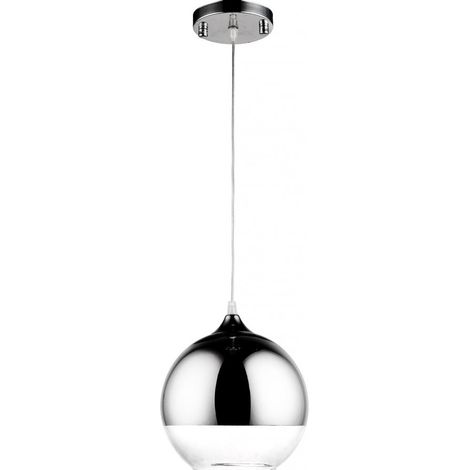 Design-Kugel-Deckenlampe - Pendelleuchte aus verchromtem Metall - Speculum Silber