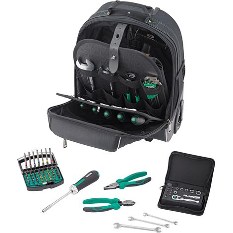 Kit d'outils multifonctions 105 pièces dans un sac à dos à roulettes Sac à dos à outils, tournevis, clé à molette, jeu d'embouts (1/5)