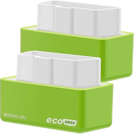Lot de 2 dispositifs d'économie de carburant Tovbmup, connecteur OBD2, portables, ABS, 5 x 3 x 2,5 cm, vert/blanc (1/5)
