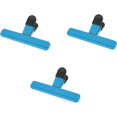 Clip per sacchetti, ecocompatibili, con elevata capacità di chiusura, L - 3 pezzi blu (1/2)