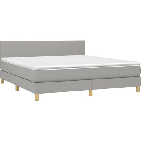 vidaXL Sommier à lattes de lit avec matelas Gris clair 160x200cm Tissu