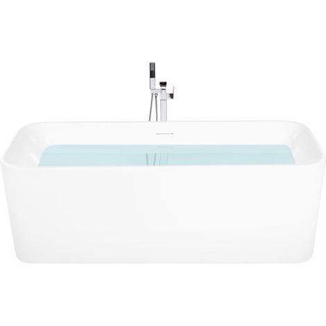 Freestanding Bathtub White Acrylic 1700 x 700 mm Modern Oval Overflow System YATA (1/5)