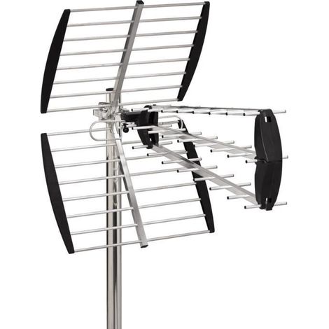 Antenne trinappe extérieure UHF 20dB à fiche F - Idéale pour les combles