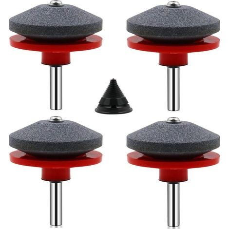 4 Pièces Affuteur Lame Tondeuse Gazon Universel Aiguiseur de Tondeuse Accessoires pour Tondeuses avec 1Pcs Kit D'équilibrage de Lame,50 x 47mm (1/4)