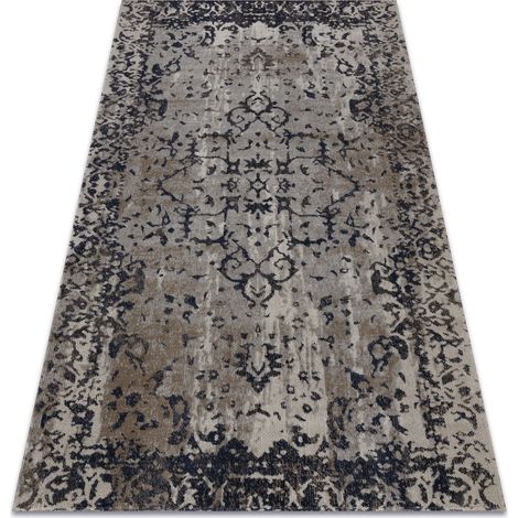 Modern Teppich MUNDO E0681 Ornament, Rahmen vintage Outdoor beige / schwarz beige 180x270 cm