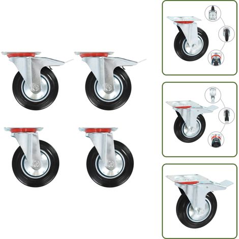 Roulettes pivotantes 4 pcs 160 mm - Roulettes Pivotantes - Roulettes De Chariot - Roues Mobiles - Accessoires Meuble - Fixation Meuble (1/5)