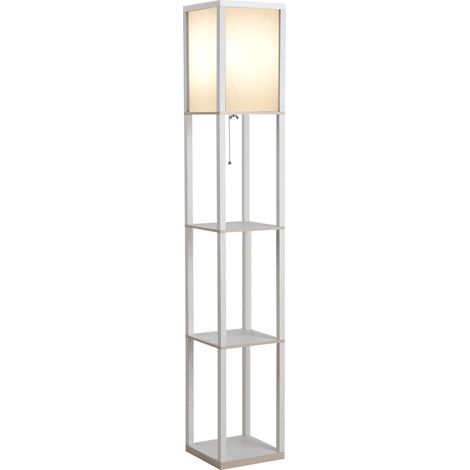 Lampadaire étagère 26L x 26l x 160H cm 3 étagères 4 Niveaux MDF Blanc - Ce luminaire de haute qualité allie design élégant et fonctionnalité optimale, parfait pour embellir votre intérieur tout en ... (1/5)