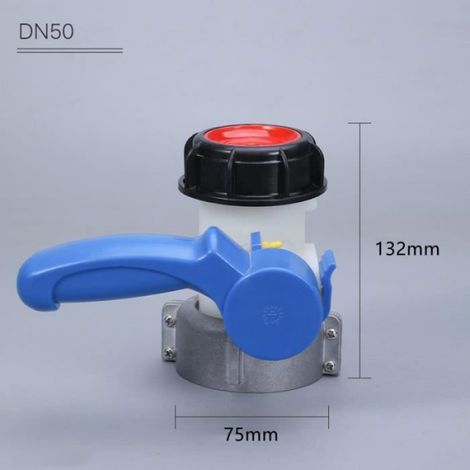 Adaptateur universel IBC - Vanne papillon - Cuve 1000 litres - Robinet IBC 75 mm - Robinet à clapet DN50 (1/4)