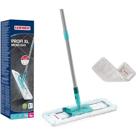 Leifheit – Balai serpillère Profi XL 55397 – Largeur de nettoyage 42cm – Housse Micro Duo pour sols durs – Tête pivotante 360°