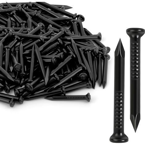 100 Pièces Clous en Acier, 2.525mm Clous à Béton Solides avec Pointe Acérée, Clous Vis Fixations pour Accrocher Tableaux/Cadres/Murs/Briques/Bois/Cloisons Sèches/Bricolage/Construction (Noir) (1/5)