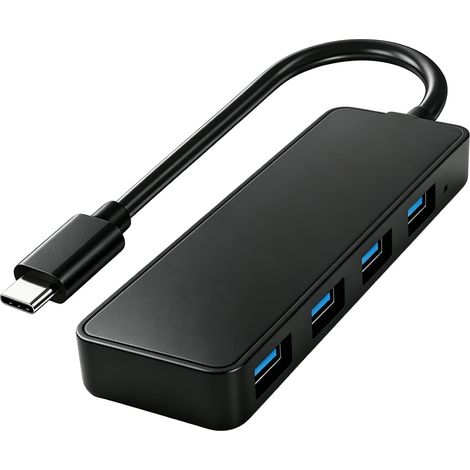 Hub USB C 4 Ports USB 3.0 5Gbps, Adaptateur USB C vers USB, Hub USB avec Câble 30 cm, Multiprise USB Hub USBC Ultra Fin Compatible avec MacBook, Surface, XPS, HDD, Laptop, Flash Drive, Mac OS, Windows (1/5)