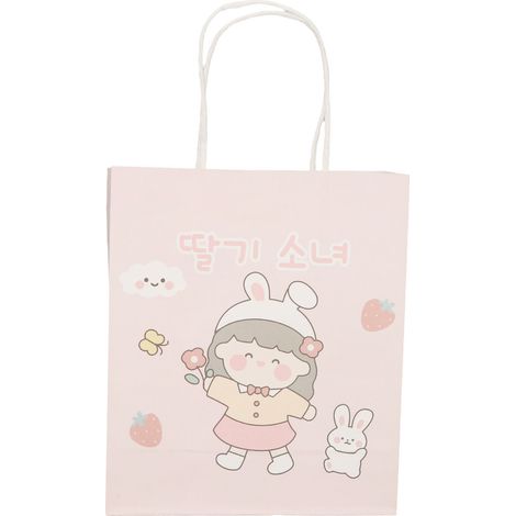 12 sacs cadeaux à motifs de dessins animés, réutilisables, mini sacs cadeaux en papier kraft blanc de grande capacité avec poignées, adaptés au travail, à l'école, etc., taille 1. (1/5)