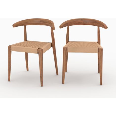 Set de 2 sillas en madera de teca y cuerda trenzada tipo loom - Alia (1/4)