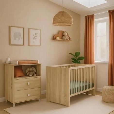 Sauthon Montana Babyzimmer Möbel braun Holz 120x60 cm