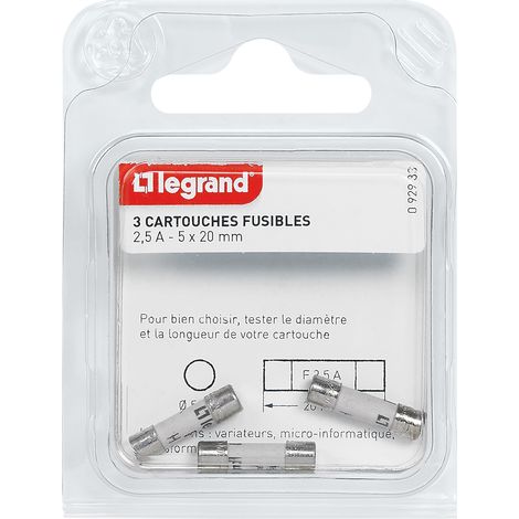 Legrand - Cartouches fusibles pour appareils électroniques - 5x20mm - 2,5A (1/3)