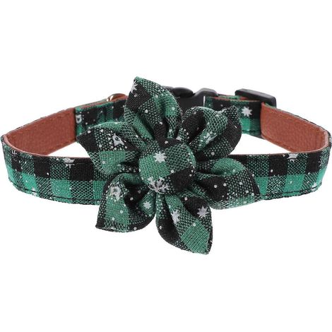 Collar verde ajustable para gato, 5 piezas, diseño navideño para mayor comodidad del perro. (1/5)