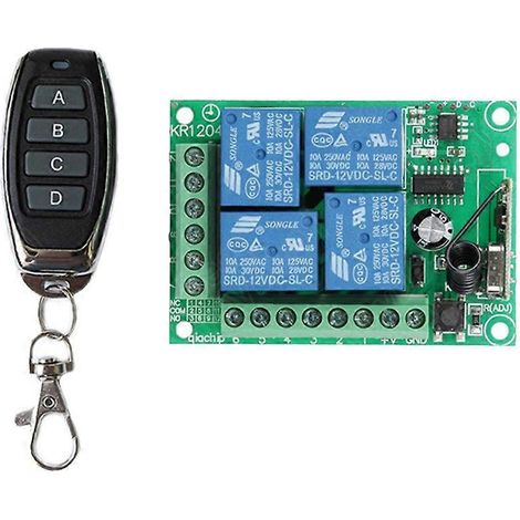 Télécommande sans fil RF 4 canaux 12 V CC avec module récepteur et émetteur pour interrupteur d'éclairage, portes de garage et lampes. (1/5)