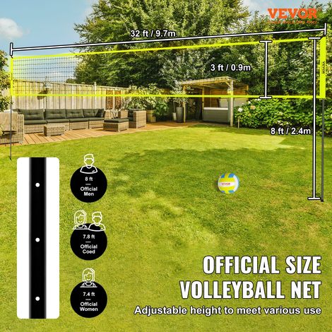 Kit de volley-ball avec filet en PE, poteaux en acier et ballon, pour entraînement extérieur, hauteur réglable (1/5)