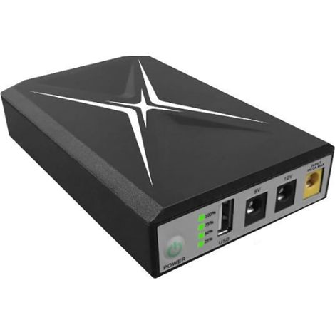 Batterie de Secours Mini UPS 10 400 MAh, Alimentation de Batterie de Secours sans Interruption 9 V DC 2 A, Entrée 5 V DC 2 A USB, 3 Ports de Sortie, pour (1/5)