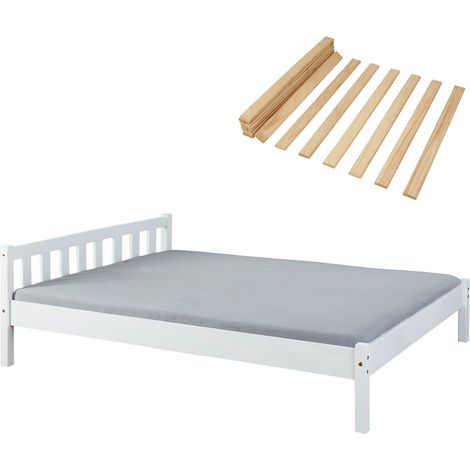 VITIANA - Pack Lit 140x200cm Bois Massif Blanc + Sommier (1/3)