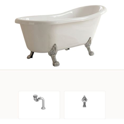 Baignoire îlot LEONA 160x75 pieds chrome (1/5)