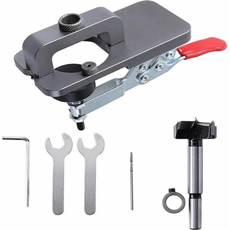 RHG Gabarit de perçage de charnière de 35 mm, positionnement de matrice, gabarit de trou de porte, style de tasse, charnière, trou de forage + fraise à bois, travail du bois, scie cloche, outils de br