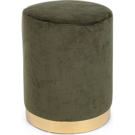 Puff Hocker "Lucilla" aus antikem Samt h 40 cm moderne Wohnzimmermöbel -Grün (1/4)
