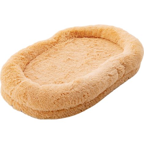 Peluche synthétique, lit humain pour chien lavable avec mousse orthopédique, couverture et coussin, intérieur ou extérieur (1/5)