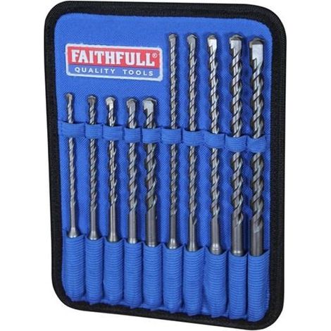 Faithfull SDS Plus Drill Bit Set 10 Piece SDS+ Bits 5.5mm TO 12mm FAISDSSET10 (1/5)