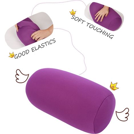 Lila Mikroperlen-Roll-Lendenkissen, kompaktes Reisekissen, weiche Rückenstütze für Bett, Sofa und Reisen, weicher Bezug, optimaler Komfort. (1/3)