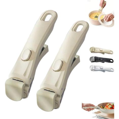 2 Pièces Poignée Amovible Ergonomique, Remplacement Antidérapant Poignée Casseroles Universelle, Poignées Résistantes À La Chaleur, Accessoire Pour Poignées De Poêle À Frire (Blanc laiteux) (1/5)