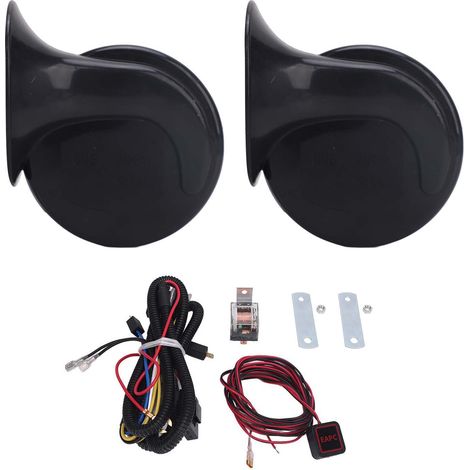 Kit clacson elettrico 24V con relè di commutazione - Clacson impermeabile per auto, camion, moto e barche - Compatibilità universale (NERO) (1/5)