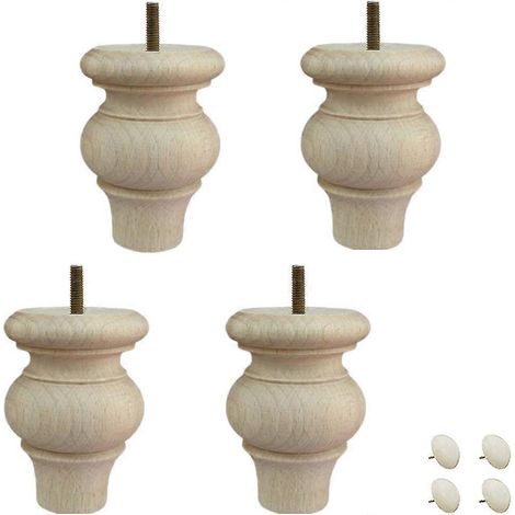 Massivholz-Möbelbeine, unbehandelte Kugelfüße, runde Sofafüße aus Holz, für Bett, Couch, Schrank, Bank, Stuhl, Hocker, Tisch, TV-Ständer, Lov-B-Clear