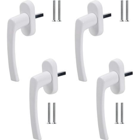 Lot de 4 Poignée Fenetre Blanc en Aluminium, Poignée de Porte de Balcon, Poignées de Fenêtre pour Les Fenêtres Les Portes de Balcon ou de Terrasse (1/5)