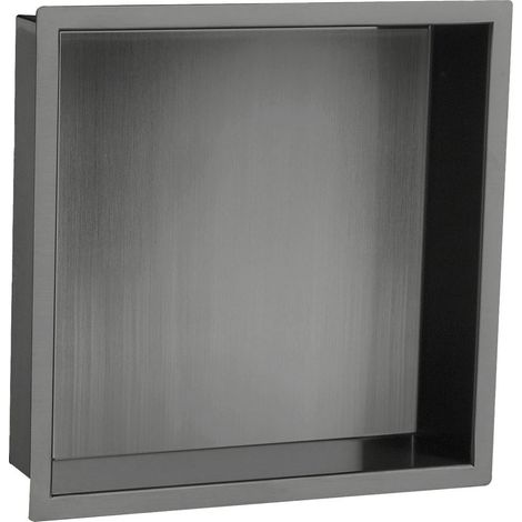 JTP Vos Square Shower Niche 300mm H x 300mm W - Brushed Black (1/2)