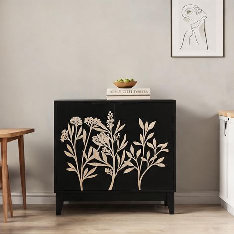 Buffet coloris noir en MDF 80 x 38 x 76 cm (1/5)