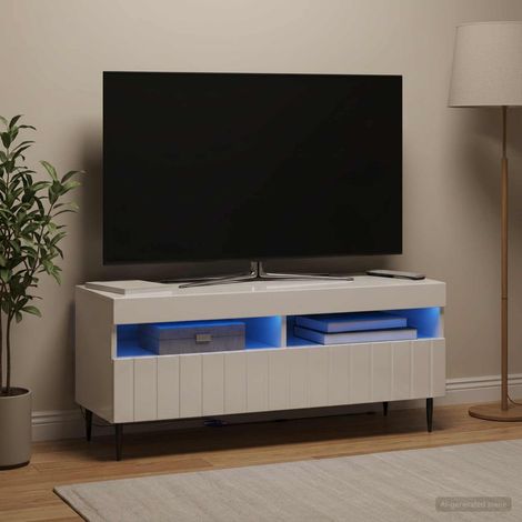 vidaXL LED TV Cabinet ZWOLLE 100 x 35 x 43 cm High Gloss White (1/5)